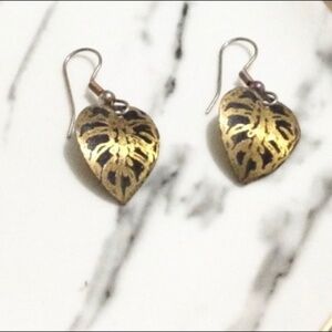 Leaf Design Earrings Fall Gold and Black